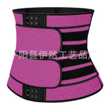 (Fuchsia Three-Row Buckle Double Waist Belt, XXL) Justerbart midjebälte i neopren för kvinnor - Bantning och formning, svettkontrollkorsett