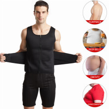 (Black Double Belt Men, M) Men's Neoprene Waist Trainer Sweat Vest - Slimming Fitness Shaping Suit