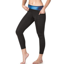 (Blue, 4XL/5XL) Schweißaktivierte Yoga-Saunahose für Damen zur Körperformung und Figurformung – Neun-Punkte-Formhose