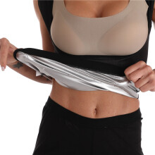 (Silver Coated, S/M) Figurformende Weste für Damen, silberbeschichtet, ideal für Fitness und Laufen, schweißabsorbierend, formt Taille und Bauch.