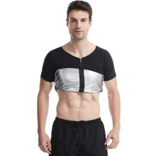(Silver Coated, XXL/3XL) Sportliche Herren-Kurzarm-Sweatweste, Taillenformer, Figurformer mit Reißverschluss, Schlankheitsanzug