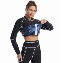 (PU Blue Women's Spliced Long Sleeve, 3XL) Taillenformender Yoga-Schwitzanzug für Damen, Shapewear-Body, Sport-Taillentrainer