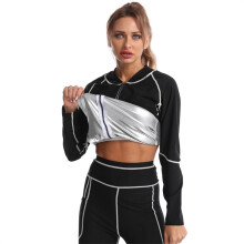 (Silver Coated Women's Spliced Long Sleeve, XL) Dame Yoga-joggedrakt for midjeforslanking Formende bodysuit Sportsmidjetrener