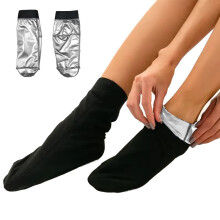 (Silver Coated Foot Sleeve, M) Women's Rose Red Sauna Waist Trainer for Slimming & Yoga Sweat Suit