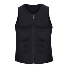 (European and American Men's Zipper Vest, L) Gilet da uomo in neoprene con cerniera per allenamento addominale e modellamento del corpo
