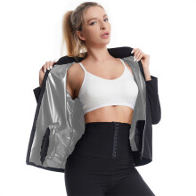 (Coated Silver (Pocket Style), M) Snabbtorkande yogadräkt med dragkedja och ficka för gym och bodybuilding för kvinnor