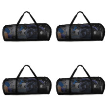 4X Mesh-Duikuitrustingstas, Opvouwbare Mesh-Duffelstranddraagtas voor Snorkelen, Onderwatervissen, Zwemmen, Reizen, Fitness