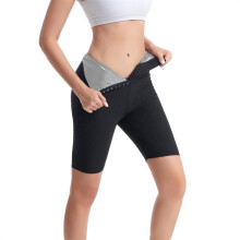 (Silver Coated Button 5/4 Pants, XL) Yoga högmidjade knappar shapewear mjukisbyxor – Tight fitness sportkläder långbyxor