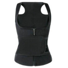 (Black single-belt zipper chest, M) Postpartum Neoprene Bodysuit Tummy Control Shaper Thickened Waist Belt Button Vest Chest Support