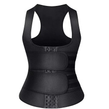 (Black Buttoned Double-Belt Vest, S) Postpartum Neoprene Bodysuit Tummy Control Shaper Thickened Waist Belt Button Vest Chest Support