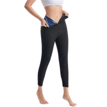 (PU Blue Buttoned 9-Point Pants, L) Yoga High-Waisted Button Shapewear Sweat Pants – Tight Fitness Sportswear Long Pants