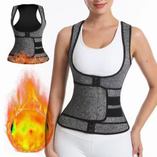 (Linen gray button single-belt zipper chest, M) Postpartum Neopren Bodysuit Magkontroll Shaper Förtjockad Midjebälte Knappväst Bröststöd