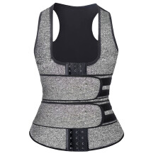 (Linen gray button double-belt vest, L) Postpartum Neoprene Bodysuit Tummy Control Shaper Thickened Waist Belt Button Vest Chest Support