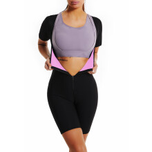 (Pink, L) Women's Sweat-Activating Shapewear Bodysuit for Running & Body Sculpting