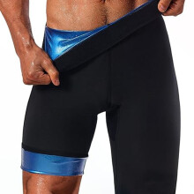 (PU Blue, L) Men's High-Waist Compression Sweat Pants for Waist Shaping & Abdomen Control – Spring/Autumn Fitness Tight Pants