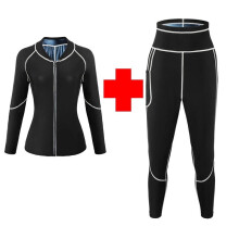 (Spliced Long Sleeve + Spliced Long Pants (Blue), 3XL) High Waisted Yoga Set Sweat Absorbing Shaping Pants Zipper Long Sleeve Fitness Suit