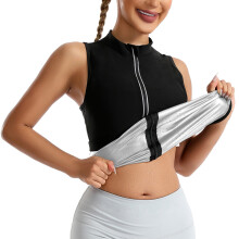 (Silver Coating, XL) Women's Sauna Sweat Vest for Outdoor Running & Fitness Body Shaping Toning Shapewear