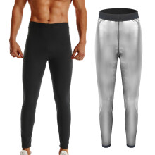 (Silver Coating, XXXL) Herrebukser med elastisk midjeforming, svetteforsterkende treningsleggings, kroppsskulpterende treningsbukser for midjetrening