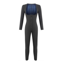 (Blue Long Sleeve Bodysuit Long, L) Women's Butt-Lifting Sweatsuit for Running, Yoga, Fitness & Sports – Sweat-Absorbing Tight Bodysuit Set