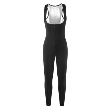 (Silver Sleeveless Bodysuit Long, L) Women's Butt-Lifting Sweatsuit for Running, Yoga, Fitness & Sports – Sweat-Absorbing Tight Bodysuit Set