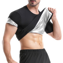 (Silver Coated Men's Casual Short Sleeve, XXL) Herrs snabbtorkande slim fit bodysuit: Kort- och långärmad casual träningstopp