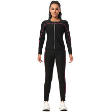 (Rose Red Splicing Set, M) Dambastuträningsdräkt, långärmad topp med dragkedja, löpar- och fitnesskläder, shaping-dräkt