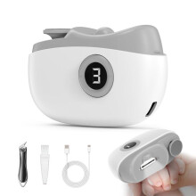 4 in 1 Electric Nail Clipper with LED Light, 3 Speeds, USB-C Charging, Safe Trimmer for Seniors and Adults, White