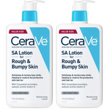 CeraVe SA Lotion for Rough & Bumpy Skin,Vitamin D,Hyaluronic Acid,Lactic Acid,Niacinamide & Salicylic-Acid, 19 Ounce,(Pack of 2)