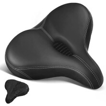 Sella da bicicletta extra large in memory foam con imbottitura ergonomica e traspirante, colore nero.