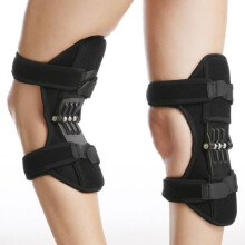 Genouillère noire de soutien pour le sport, confort et stabilisation, soutien renforcé, respirante et durable.