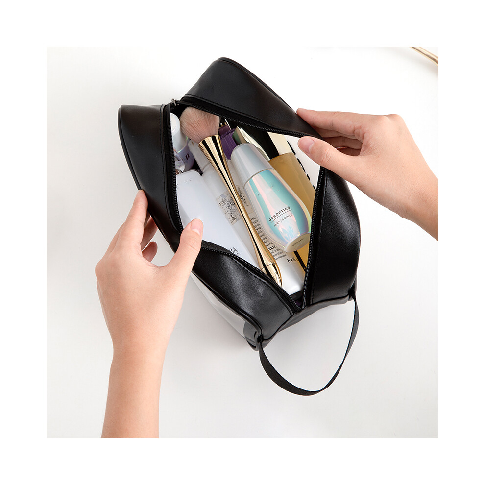Stoyotu (Black 30X12x21cm) Large Capacity Makeup Bag Transparent Pvc Waterproof Travel Toiletry Bag Cosmetics Organizer Storage Tote Clear 3Pcs Wash Bags
