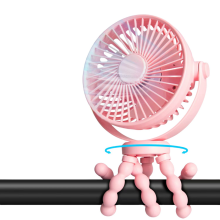 (Pink) Mini Portable Stroller Fan,3 Speed Rechargeable,360 Rotate Flexible Tripod Better Cooling for Car Seat Crib Treadmill 5000mAh