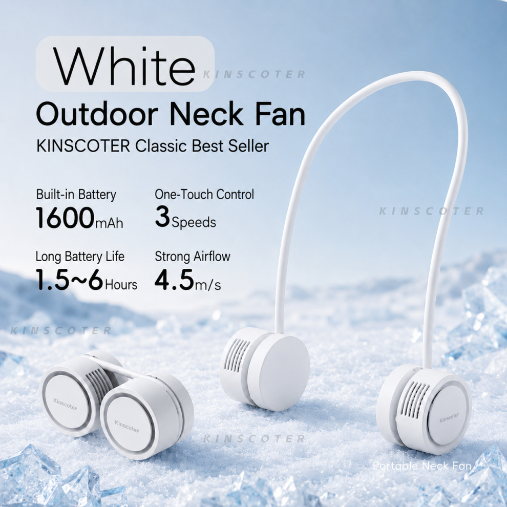 (White) New Hanging Neck Fan Portable Cooling Fan Air Cooler Usb Leafless Bladeless Neckband Mini Rechargeable Electric Fans 6192369677277