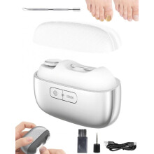 Electric Nail Clipper for Seniors with Smart Safety Sensor, LED Light, USBC Charging, White