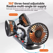 (24V  smoke lighter) 360 Adjustable 3-Head Car Fan Automotive Electric Air Circulator USB/12V/24V Dual-Speed Silent Fan for Home Desk Office & Car