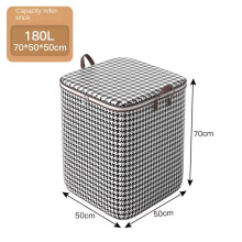 (180L) Quilt Clothes Storage Bag Large Capacity Houndstooth Wardrobe Storage Bags Foldable Dustproof Home Organizer Big Moving Bag New