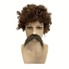 (B) Holiday Dance Party Costume Wig Beard Props Simulation Beard Mustache Simulation Men's Beard COS Funny Entertainment