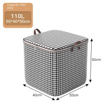 (110L) Quilt Clothes Storage Bag Large Capacity Houndstooth Wardrobe Storage Bags Foldable Dustproof Home Organizer Big Moving Bag New