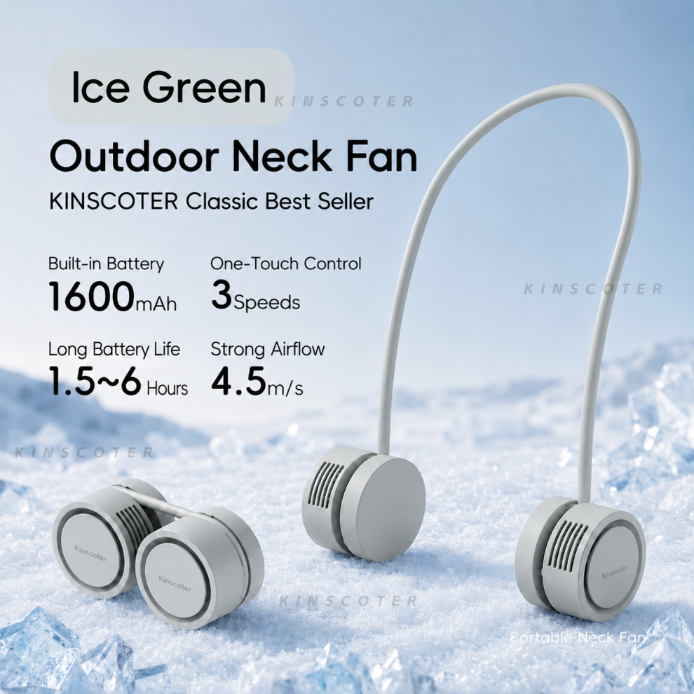(Light Green) New Hanging Neck Fan Portable Cooling Fan Air Cooler Usb Leafless Bladeless Neckband Mini Rechargeable Electric Fans 6192369677260
