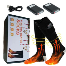 Wiederaufladbare beheizbare Socken (4000 mAh), 3 Temperaturstufen, elektrische Thermosocken, Schwarz, weich und warm für den Winter