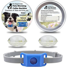 Vlooien- en tekenhalsband voor honden en katten, hanger met etherische olie en 2 vervangbare capsules, verstelbare blauwe halsband