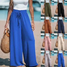 (Dark blue, S) Women's Wide Leg Drawstring Casual Pants Comfortable Loose Fit for All Seasons