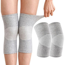 Bamboo Knee Sleeves 2 Pack for Men and Women, Breathable Elastic Support for Arthritis, Grey, Large