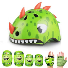 Kids Dinosaur Safety Helmet Set Adjustable Lightweight for Cycling, Skateboarding and Scooters, Ages 2 to 7
