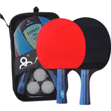 Conjunto profissional de tênis de mesa, com 2 raquetes, 3 bolas e estojo para transporte, ideal para treinos e partidas.