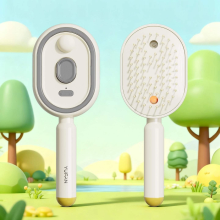 Electric Spray Air Cushions Massage Comb, Self-Cleaning Anti Tangle Elect,With Water Spray,Soft Round Teeth Massa,Beige