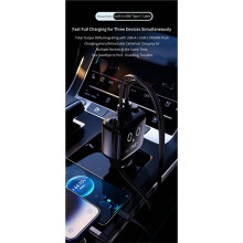 Auto-Handy-Ladegerät mit Ausziehbarem Kabel PD 65W Ladekabel USB-A Typ-C 5V 3.6A Ausgang mit Display