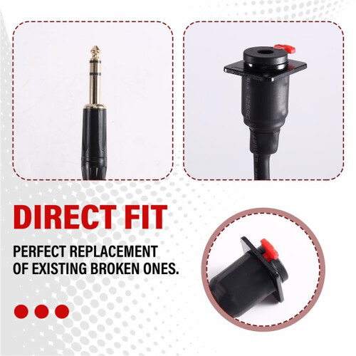 2PCS Panel D-Type Cable de Jack Estéreo Dual-Channel 6.35MM Hembra A 6.35MM Macho Cable de Placa de Pared