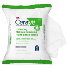 CeraVe Makeup Remover Wipes, Plant Based Face Wipes, Biodegradable in Compost, Waterless Face Wash, Fragrance-free + Non-comedogenic, 25ct