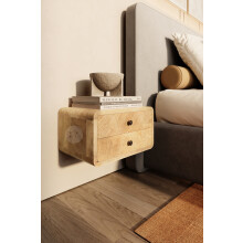 Wall Mounted Bedside Table with 2 Storage Drawers